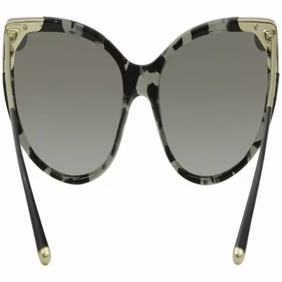 Dolce&Gabbana Mirror Cat Eye Sunglasses Grey Havana Scalloped Edges w Case NWT