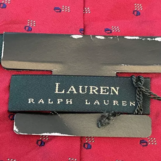 Lauren Ralph Lauren Green Label Red Blue Hand Made 100% Silk Made In Usa