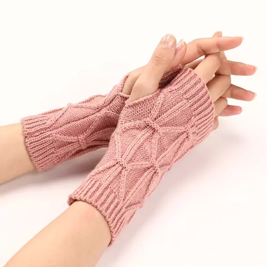 1Pair Fingerless Arm Warm Winter Knitted Gloves Hand Long Warmer Mittens Unisex