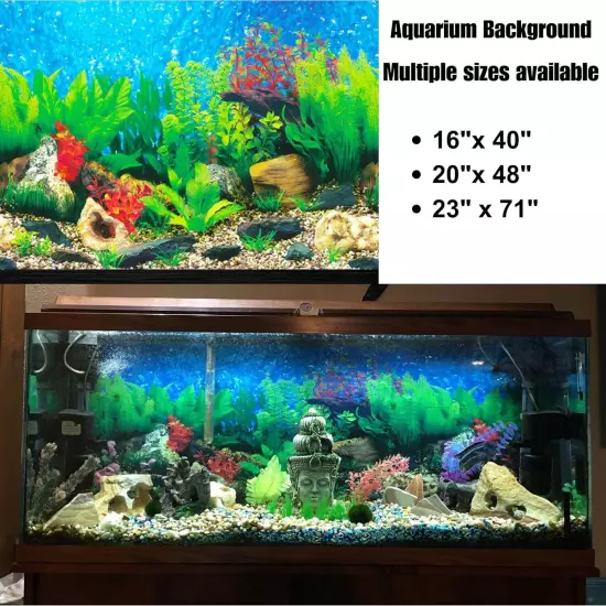 ELEBOX New 20" x 48" Fish Tank Background 2 Sided River Bed H:19.5"x L:48", A 