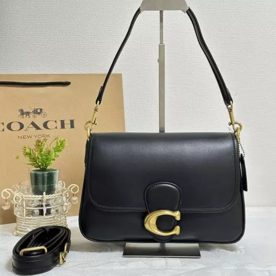 Coach C4823 Leather Soft Tabby Shoulder Bag Crossbody Black NEW Outlet Handbag