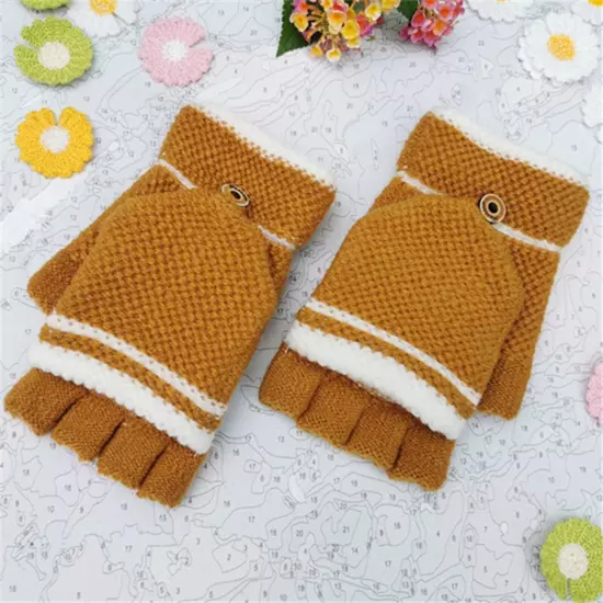 Winter Knitted Flip Gloves For Men And Women Adult Fingerless Reverse Cover Warm