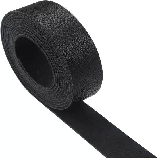 Lychee Pattern Black Leather Strap 90 Inches Long 1 Inch Wide, Leather Belt Stri