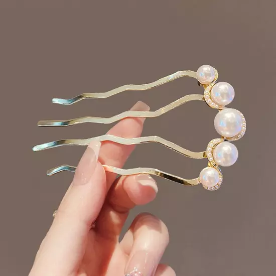 U Shaped Hairpin Pearl Style Hair Stick Hair Pin Hair Fork Stick Pins Women NEW