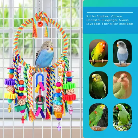 Bird Toys, Bird Swing Toy Bird Perch with Colorful Chewing Toys, Suitable for Lo