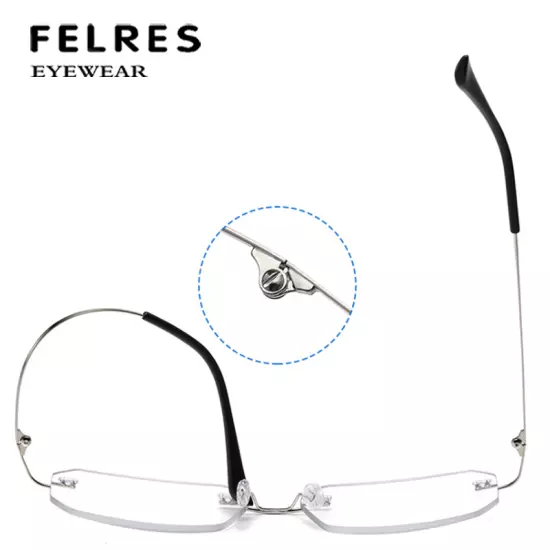 Titanium Alloy Rimless Photochromic Reading Glasses For Men Sunshade Sunglasses