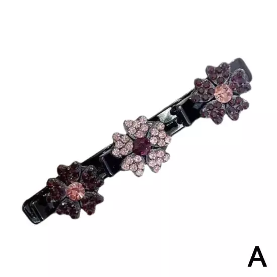 Sparkling Crystal-Stone Braided Hair Clips Satin Fabric Hairpin Hair Bands Gift}