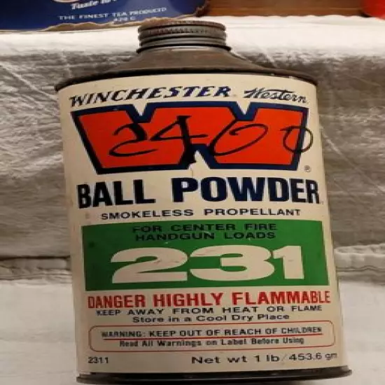 OLD WINCHESTER WESTERN BALL POWDER SMOKELESS PROPELLANT 231 TIN ORIGINAL LABEL