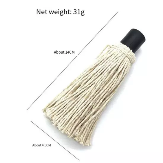 1 PCS BBQ Cotton Sweeper Wooden Handle Pure Cotton BBQ Mop Brush White W6X56596