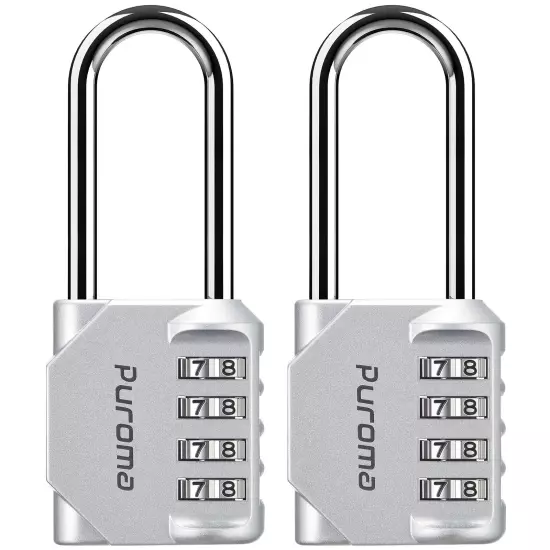 2 Pack 2.6 Inch Long Shackle Combination Lock 4 Digit Outdoor Waterproof Padl...