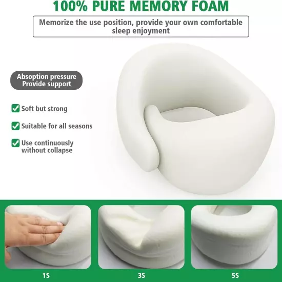 Travel Pillow, 100% Pure Memory Foam Travel Flight Pillow with 360° Full Support