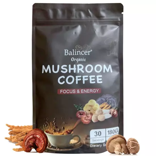 MULTI Mushroom Coffee,Organic-Smooth Supplement (30 Servings)2000mg Enhance mood