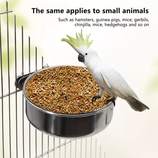 2 Pcs Small Bird Feeding Dish Cups,Parrot Food Bowl Cage with Clamp Holder St...