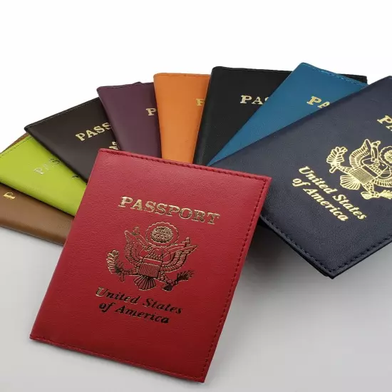 USA Leather Passport Cover Travel Document Holder Card Wallet US SELLER