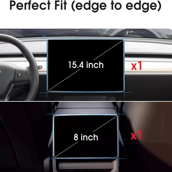 2PCS Tesla Model 3 2024 Screen Protector Tempered Glass Front& Rear Screen Saver