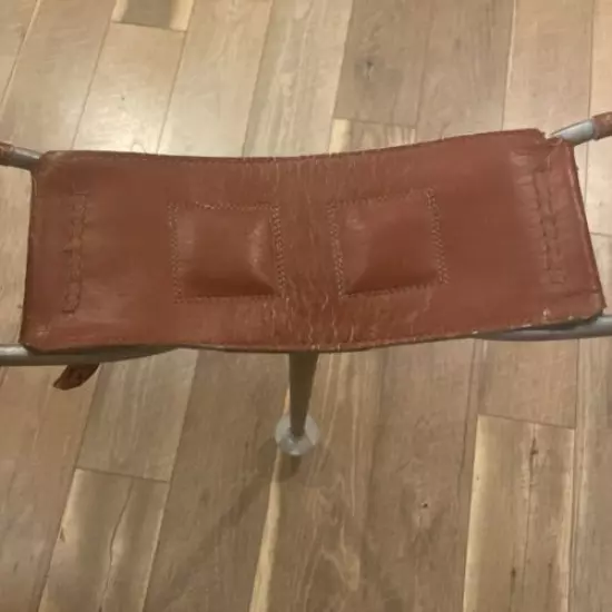 Vintage Fishing/Golf Portable Leather Folding Seat Chair Made in England