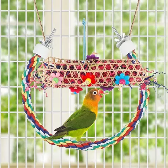 Bird Toys Shredding Foraging Parakeet Toy Chewing With Rope Perch 