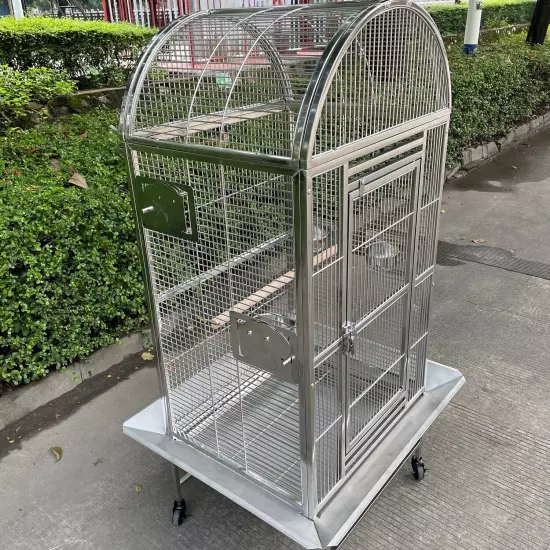 Stainless Steel SUS201 DomeTop Style Small Bird Cage Parrot Cage 24" x 20" x 56"