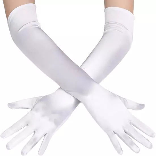 Womens Satin Evening Gloves 21'' Long Party Dance Elbow Length Opera Gloves US