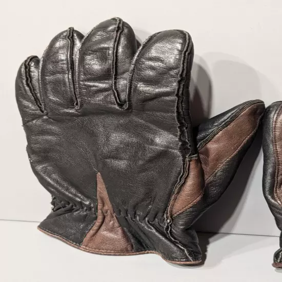 Wilsons Mens Black Brown Leather Gloves Medium Thinsulate Filled & Lined Elastic