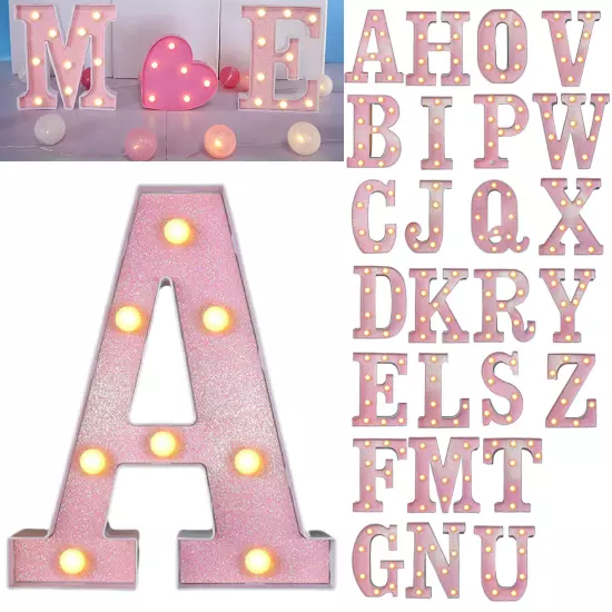 Led Light Up Letter,Pink Marquee LED Letter Lights 26 Alphabet,Lighted Letters A