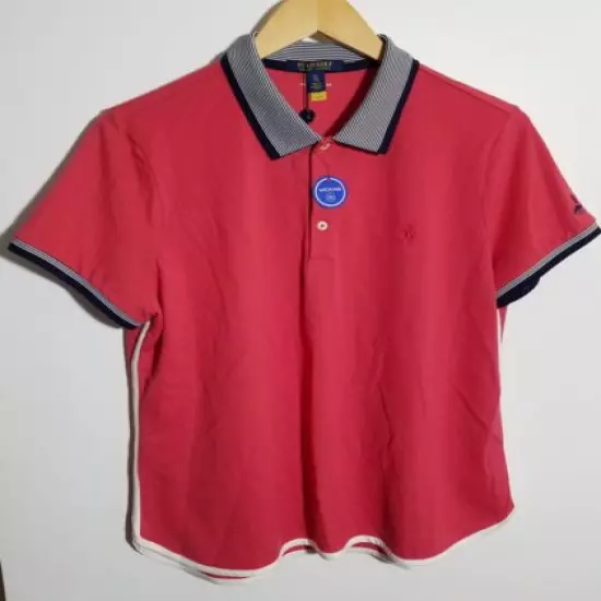 1 NWT WOMEN'S RALPH LAUREN POLO GOLF POLO, SIZE: X-LARGE, COLOR: RED/BLUE (J331)