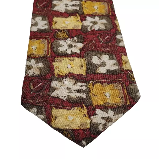 Tino Cosura Classic Silk Italian Professional Necktie Floral Maroon Beige White