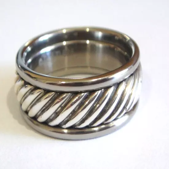 DAVID YURMAN SS, TITANIUM THOROUGHBRED MEN'S RING 