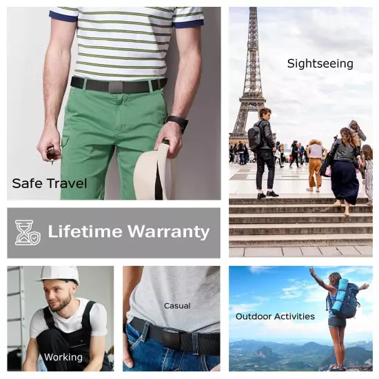 Travel Belt Belt For Men Travel Belt With Pocket Cashsafe Non Metal Buckle Nylon