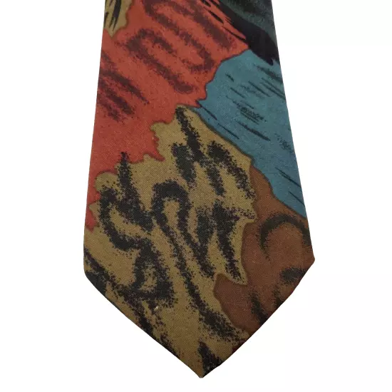 ARABIAN Bird Tie Dark Colorful Background Print Necktie Classy Business Style