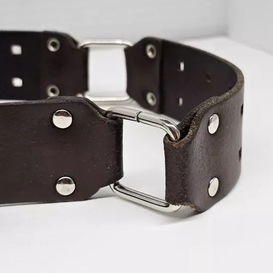 Hipwear Italian Leather Belt M-M Double Hole Roller Buckle Brown Canada