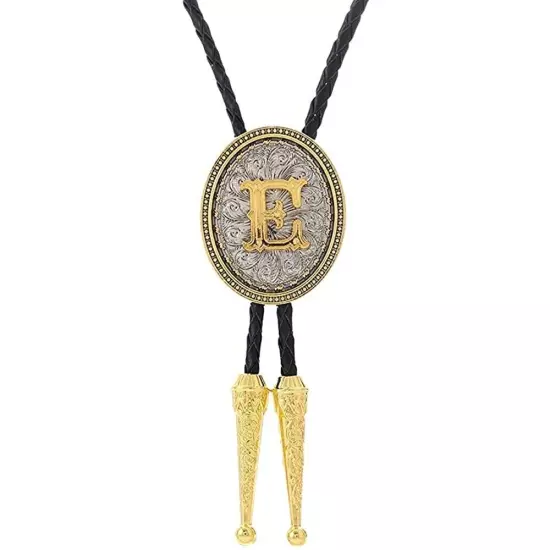 Bolo tie for Men Western Cowboy Golden Initial Letter A to Z Costume Bolo ties