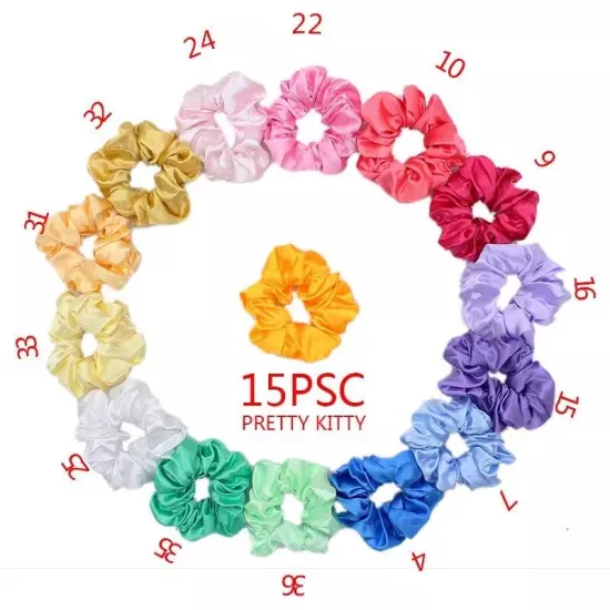 40 Pack Large Satin Scrunchies for Thick Thin Hair,Soft Silk Hair Scrunchy