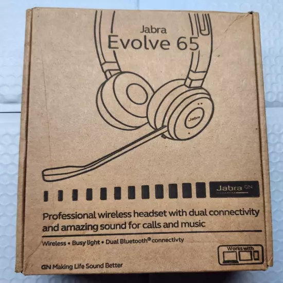 Jabra Evolve 65 Wireless Headset MS Stereo-Bluetooth-Black - NEW