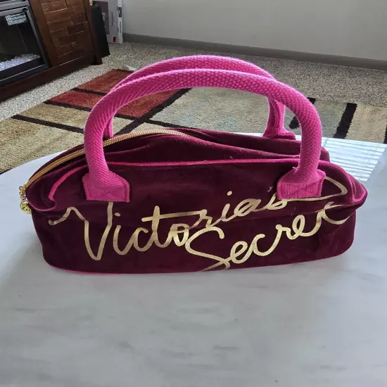 Victoria's Secret Tote Hand Bag Womens Velvet Purse Rare Sexy Plush Y2k Retro