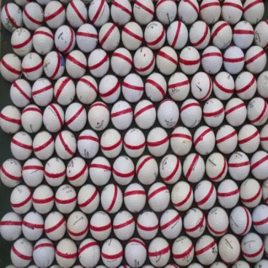 100 RANGE BRIGHT RED STRIPE GOLF BALLS