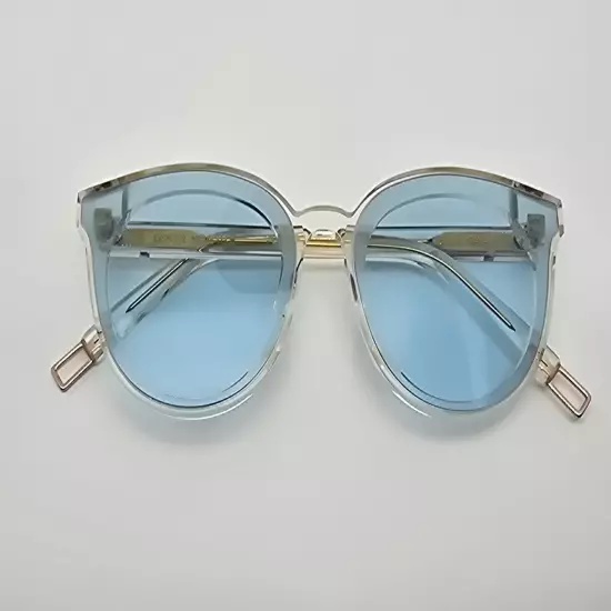 Gentle Monster Flatba Black Peter C1 Clear Gold Frame Light Blue Lens Sunglasses