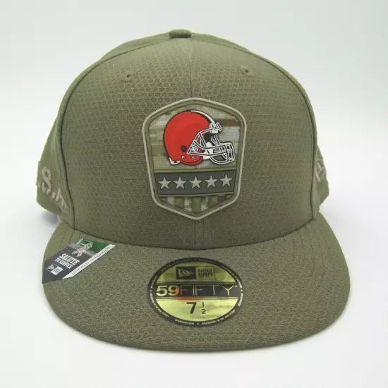 New Era Cleveland Brown Football Salute to Service Fitted USA Hat Sz 7 1/2