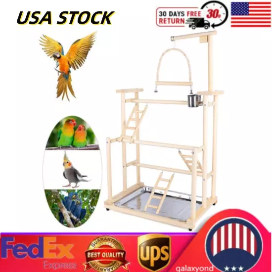 3 Layers Bird Playground Parrot Play Stand Bird Gym for Parakeets Cockatiels Gym