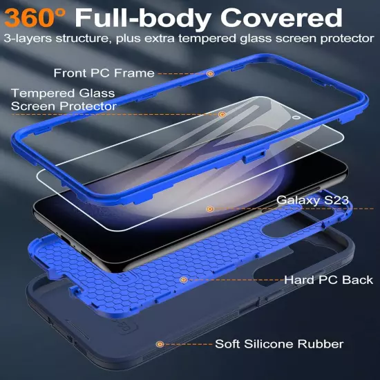 For Samsung Galaxy S23 Ultra/S22/FE/Plus Case Phone Cover Shockproof+Screen Glas