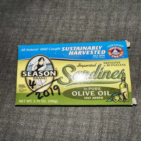 SEASON BRAND Sardines in Olive Oil, 5 pk./3.7 oz., 12/2023 - SHIPS FREE!