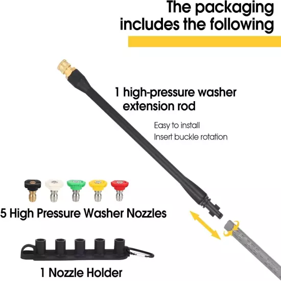 Pressure Washer Gun Extension Wand Set with 5 Spray Nozzles Tips and 1 Tips... 