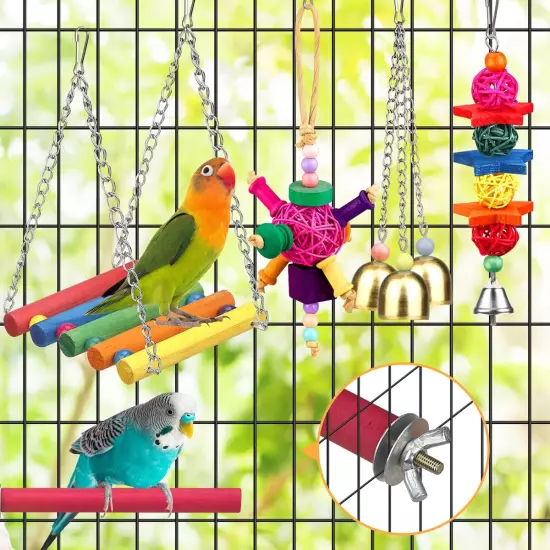 Bird Toys for Conures with Colorful Ladder Hammock Bird Cage Accerious Bird Perc