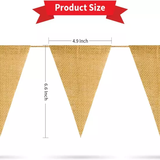 48 Pcs Burlap Banner, 36Ft Triangle Flag, DIY Decoration for Holidays, Wedding, 