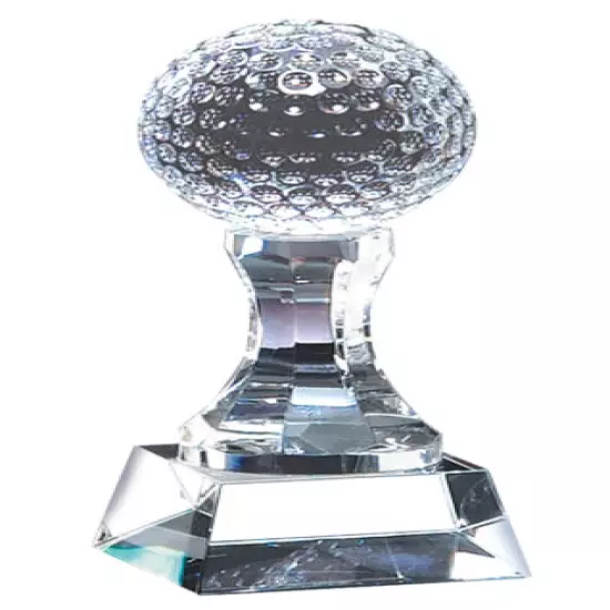 GOLF TROPHY CRYSTAL AWARD WITH PRESENTATION BOX FREE ENGRAVING 6" M~CRY150