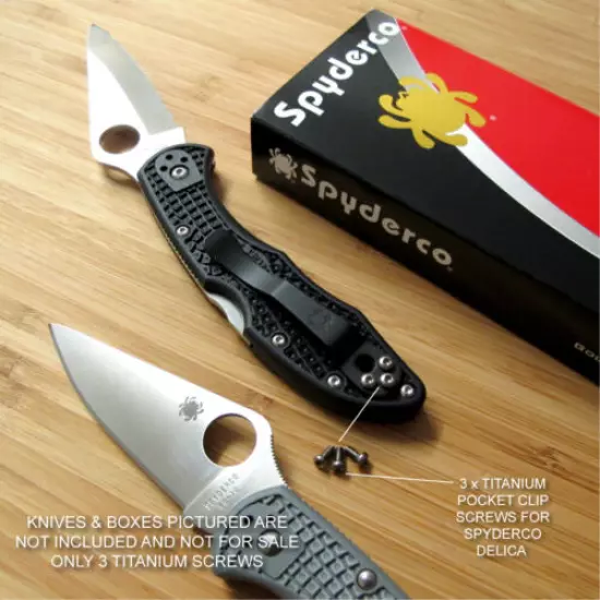 Spyderco Delica 4 Titanium Ti T6 RAW Pocket Clip Torx Screws Set Mod - NO KNIFE