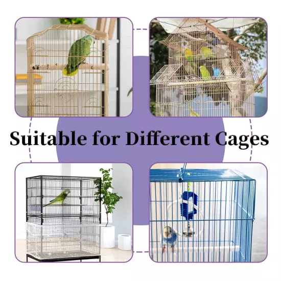 2Pcs Bird Cage Cover, Adjustable Bird Cage Seed Catcher, Large Soft Nylon Mes...