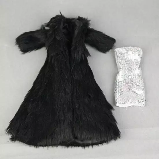 Doll Accessories Set For 11.5" 1/6 Doll Parka Dress Winter Long Fur Coat Clothes