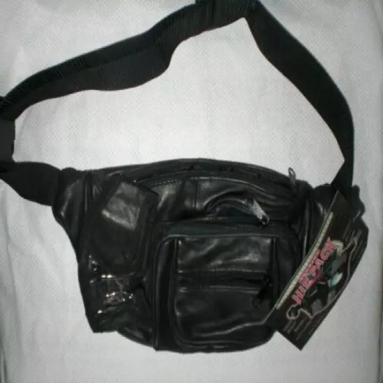 Vintage EZGO Lambskin Leather Black Touring Hip/Fanny Pack New W/T 