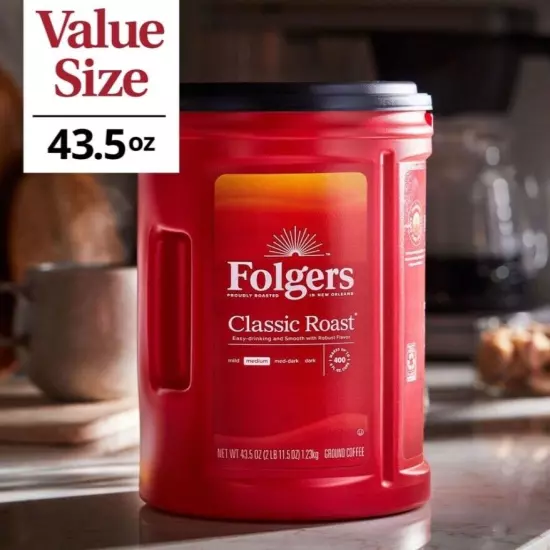 Folgers Classic Roast Ground Coffee (43.5 oz.) ( 3 Pack )